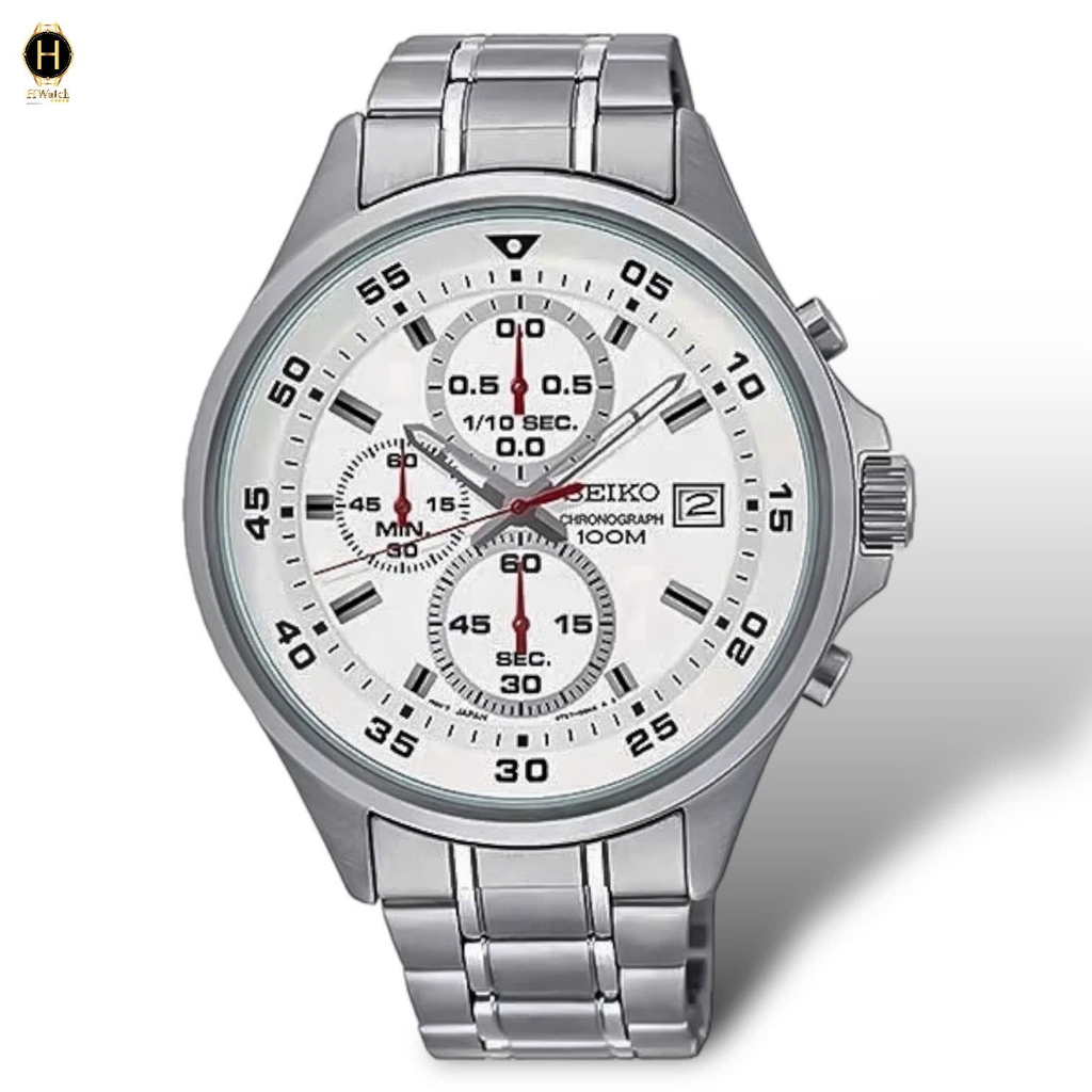 Đồng Hồ Nam Seiko 5 Quartz Chronograph SKS623P1 Dây Thép Mặt Trắng