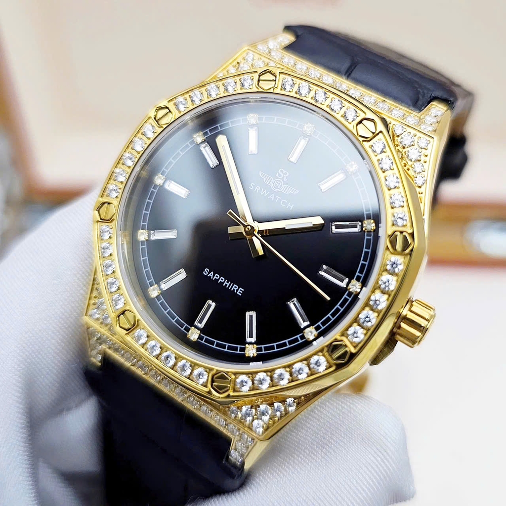 Đồng Hồ Nữ SRWATCH Quartz SL99993.4601GLA Dây Da Đen Vỏ Mạ Gold