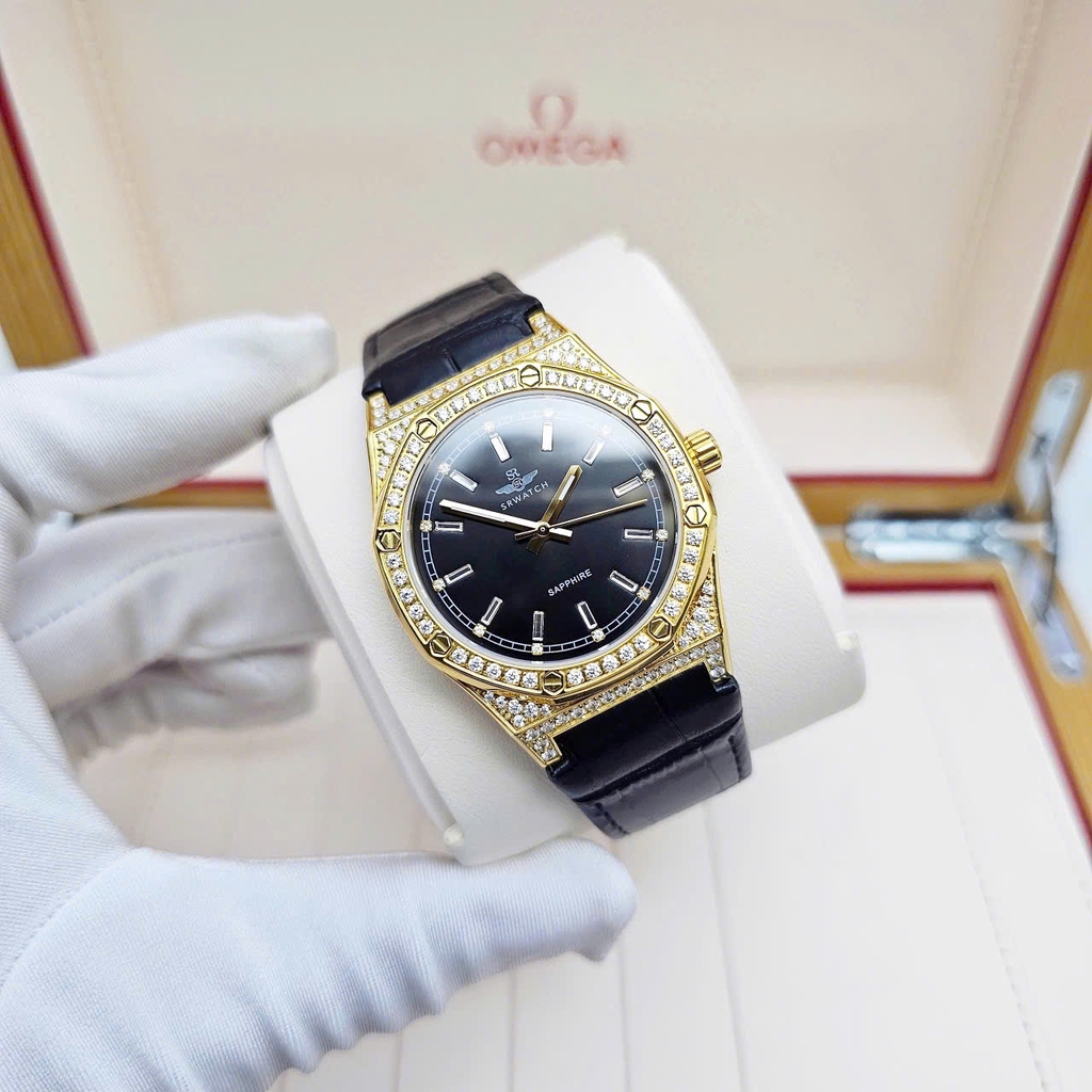 Đồng Hồ Nữ SRWATCH Quartz SL99993.4601GLA Dây Da Đen Vỏ Mạ Gold