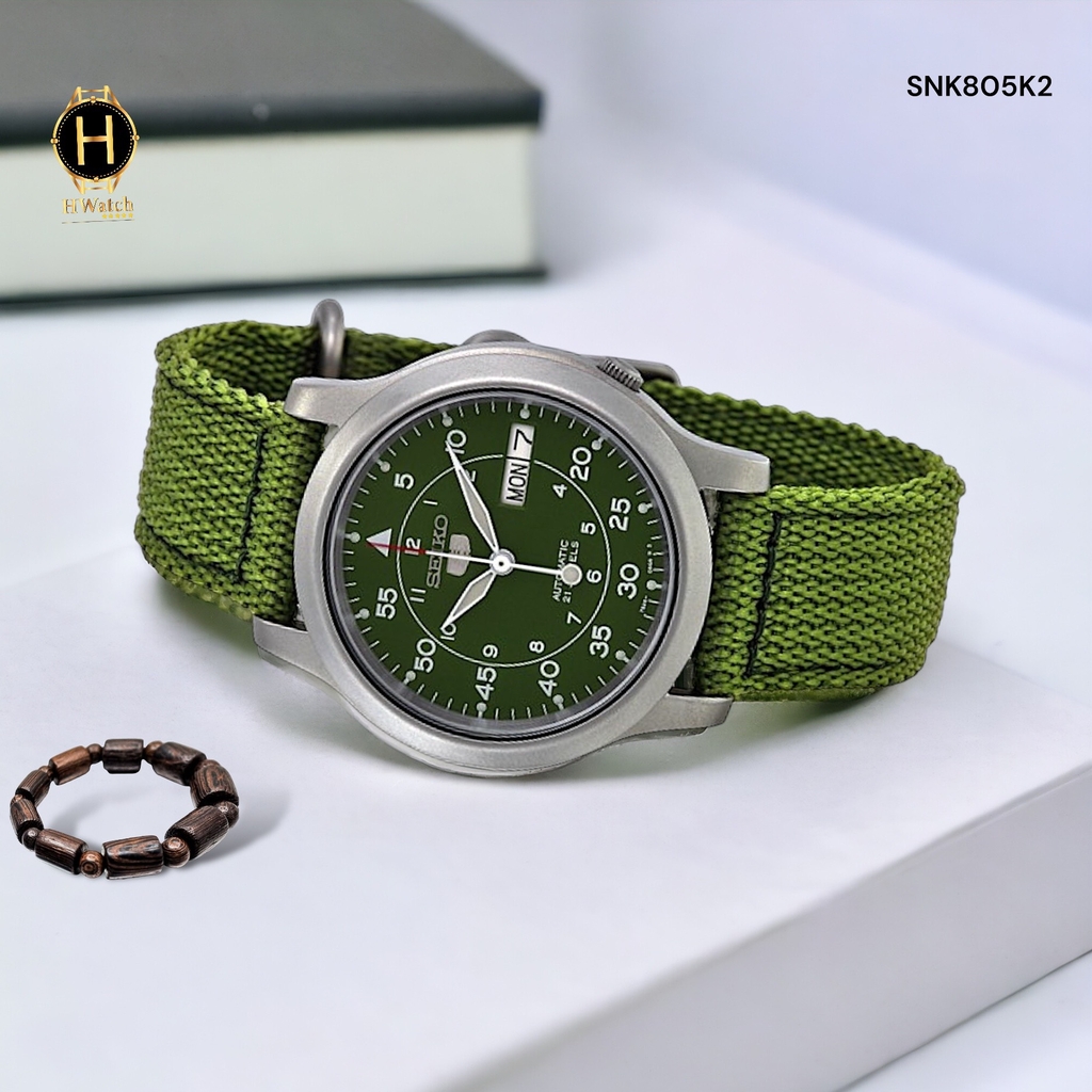Đồng Hồ Nam Seiko 5 Automatic SNK805K2 ( SNK805 ) Dây Vải Mặt Xanh Rêu