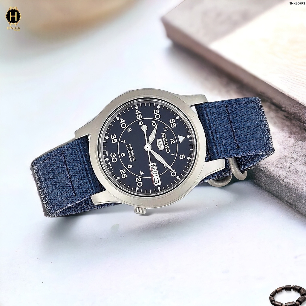 Đồng Hồ Nam Seiko 5 Automatic Sports Quân Đội Blue SNK807K2 ( SNK807K ) Dây Vải Mặt Xanh Lam