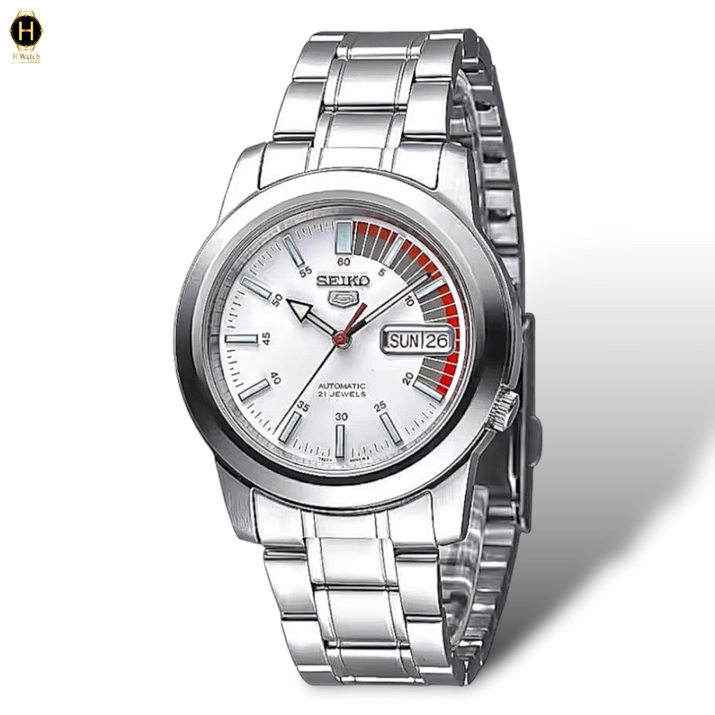 Đồng Hồ Nam Seiko 5 Automatic Sports Day-Date SNKK25K1 Dây Thép Mặt Trắng