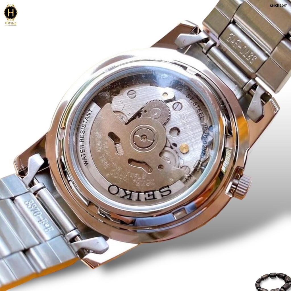 Đồng Hồ Nam Seiko 5 Automatic Sports Day-Date SNKK25K1 Dây Thép Mặt Trắng