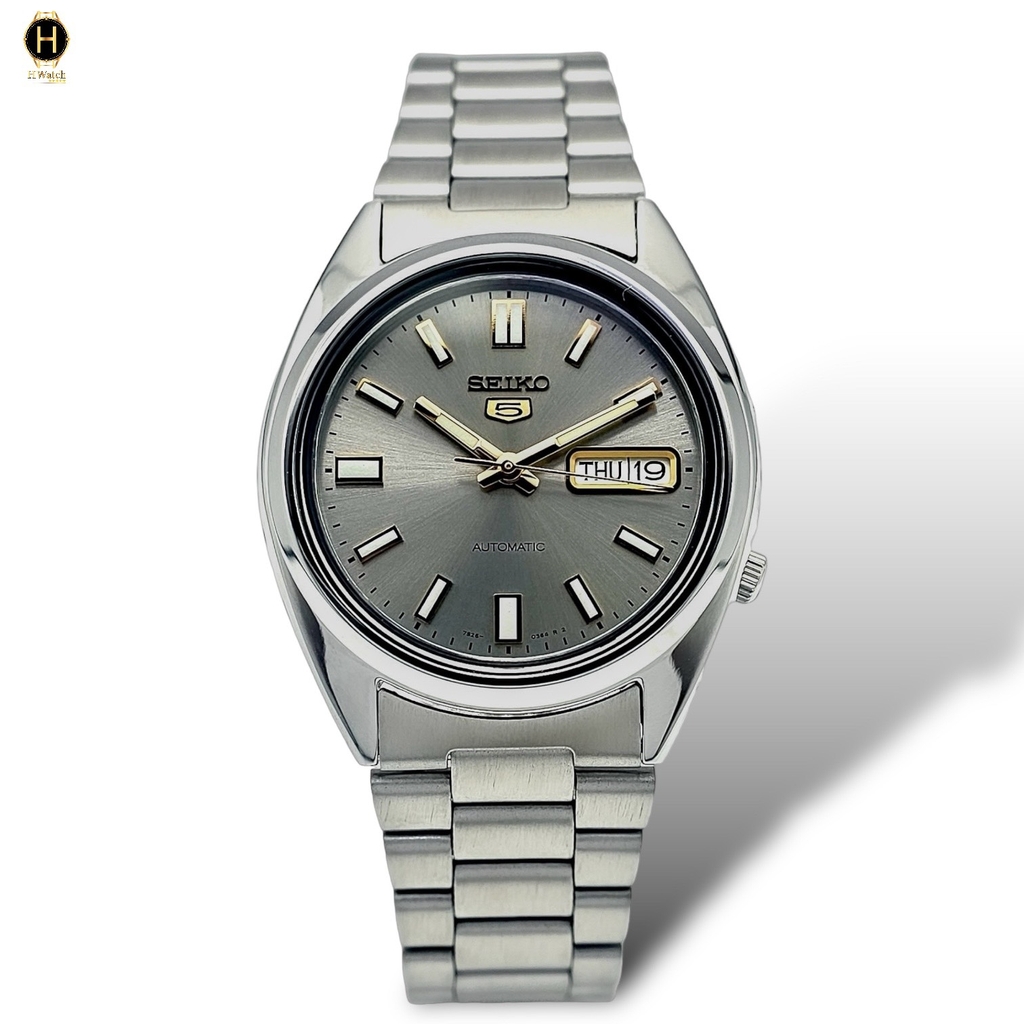 Đồng Hồ Nam Seiko 5 Automatic SNXS75K1 ( SNXS75 ) Vỏ Trắng Mặt Xám Khói