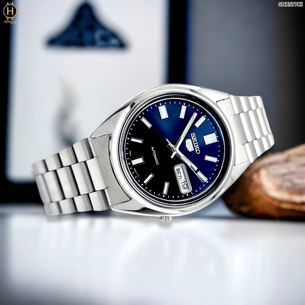 Đồng Hồ Nam Seiko Automatic SNXS77K1 Dây Thép Vỏ Trắng Mặt Xanh