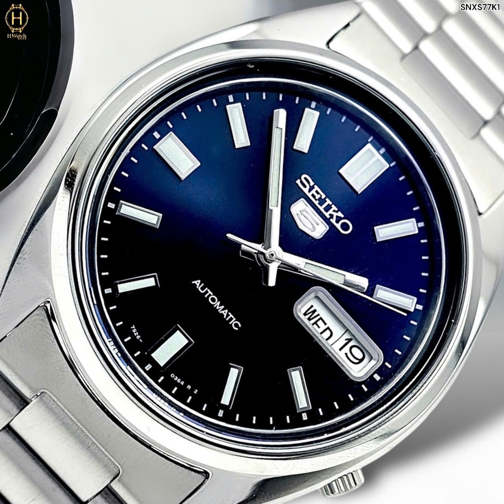 Đồng Hồ Nam Seiko Automatic SNXS77K1 Dây Thép Vỏ Trắng Mặt Xanh