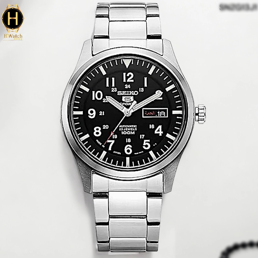 Đồng Hồ Nam Seiko 5 Automatic SNZG13J1 Sport Dây Thép Mặt Đen