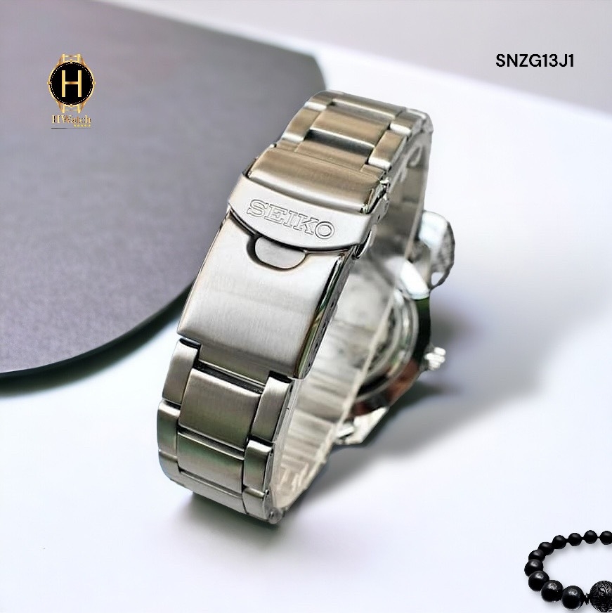 Đồng Hồ Nam Seiko 5 Automatic SNZG13J1 Sport Dây Thép Mặt Đen