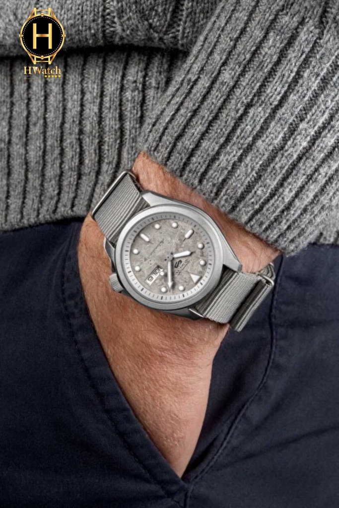 Đồng Hồ Nam Seiko 5 Automatic SRPG61K1 Dây Vải Mặt Xám