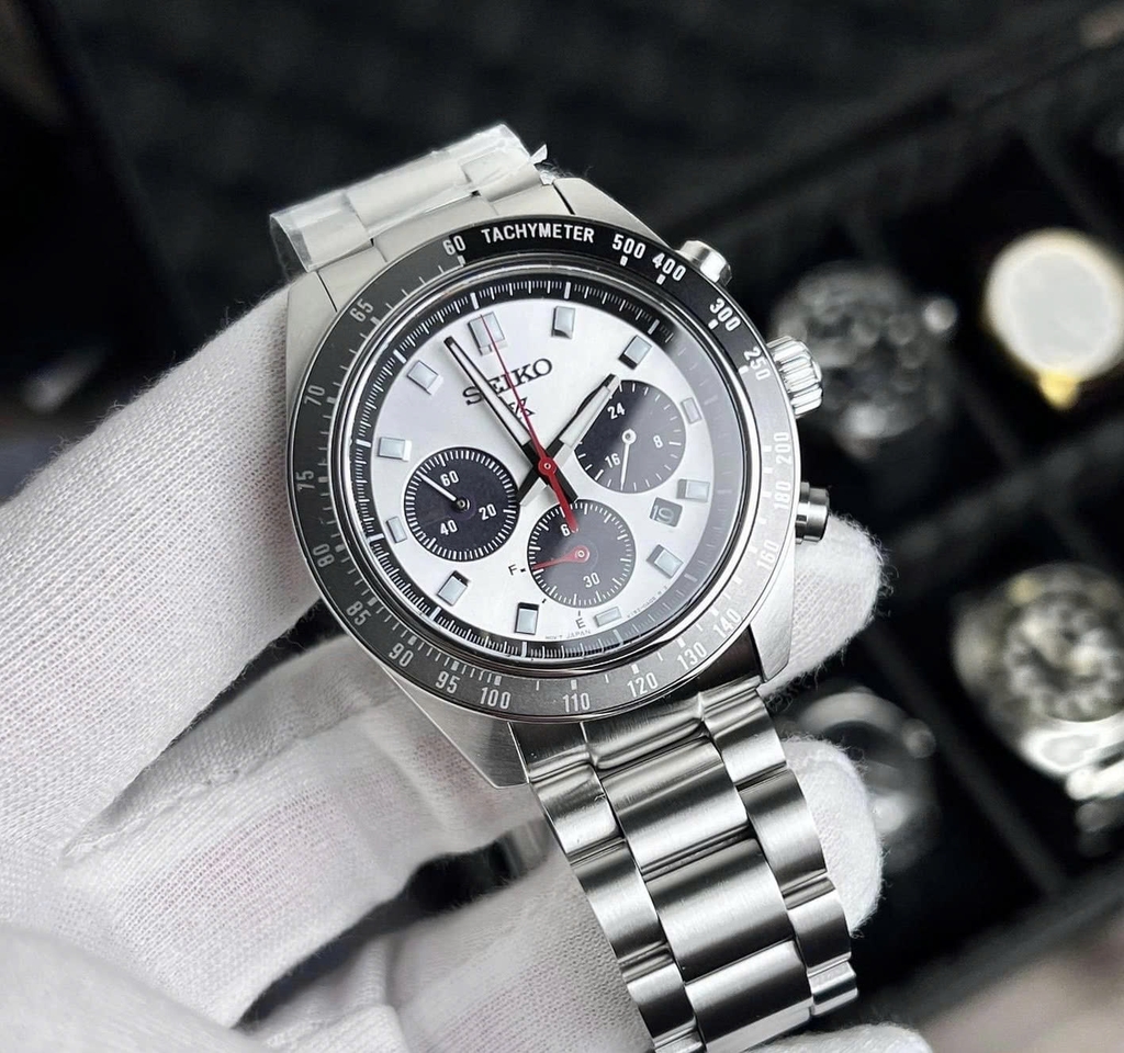 Đồng Hồ Nam Seiko Quartz Solar Prospex Speedtimer SSC911P1 ( SSC911 ) Dây Thép Mặt Trắng