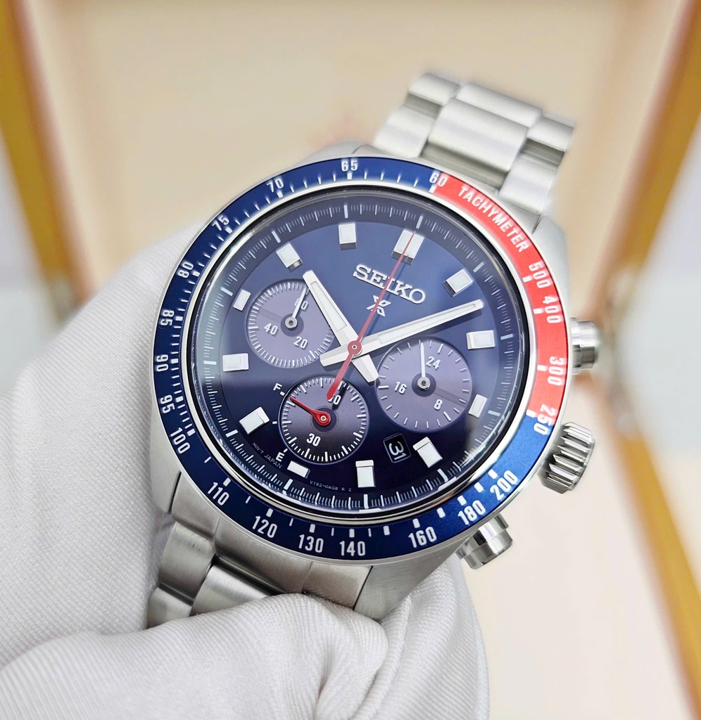 Đồng Hồ Nam Seiko Quartz Solar Prospex Speedtimer SSC913P1 ( SSC913 ) Dây Thép Mặt Xanh Dương