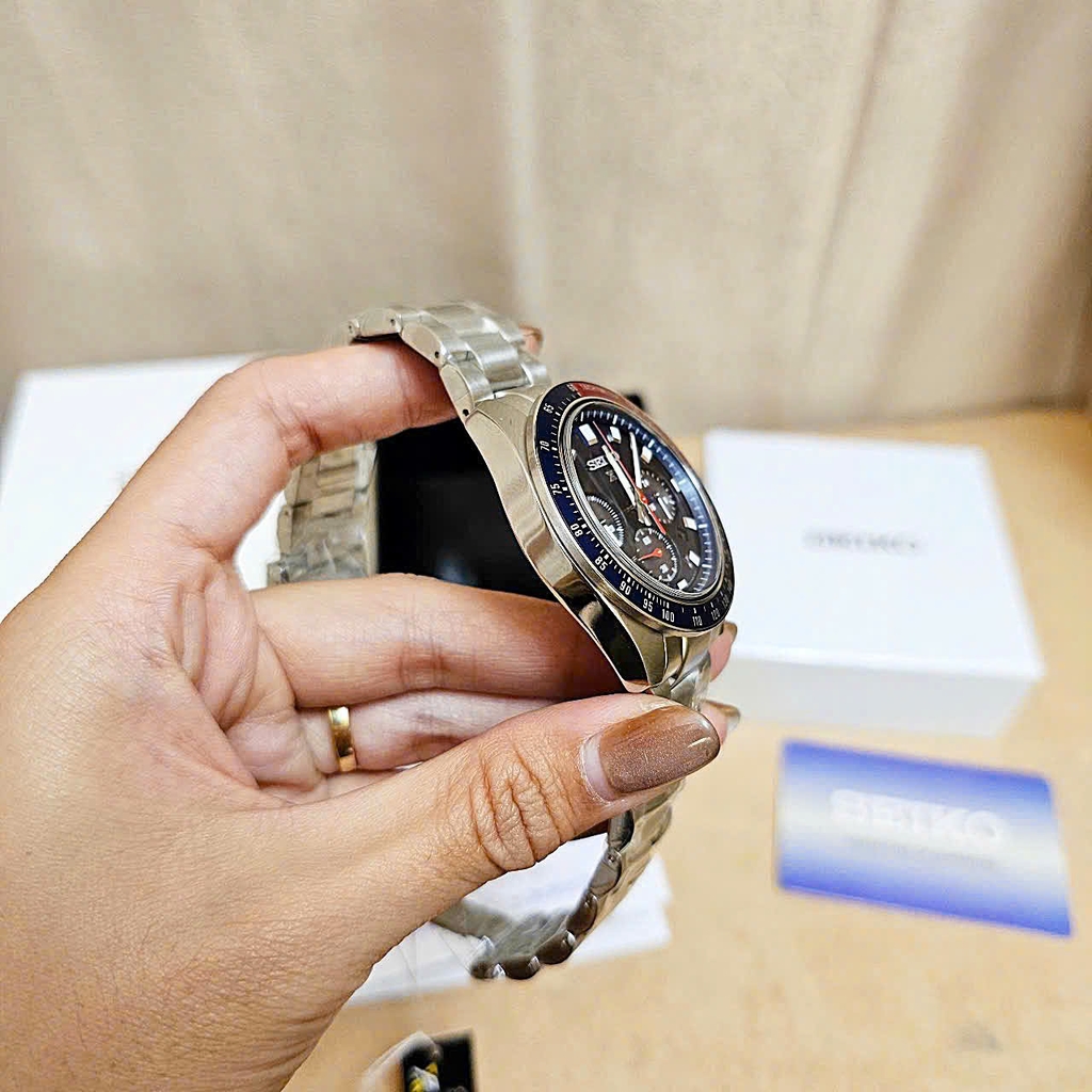 Đồng Hồ Nam Seiko Quartz Solar Prospex Speedtimer SSC913P1 ( SSC913 ) Dây Thép Mặt Xanh Dương