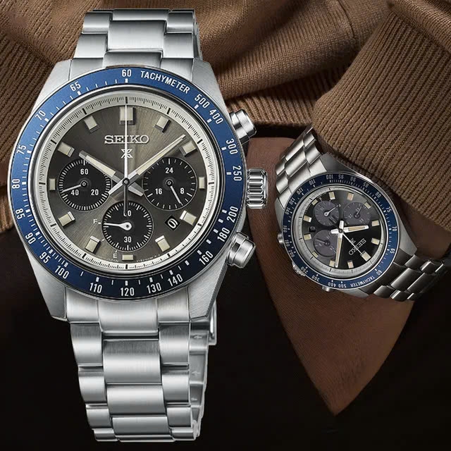 Đồng Hồ Nam Seiko Quartz Solar Prospex Speedtimer SSC939P1 ( SSC939 ) Dây Thép Mặt Xám