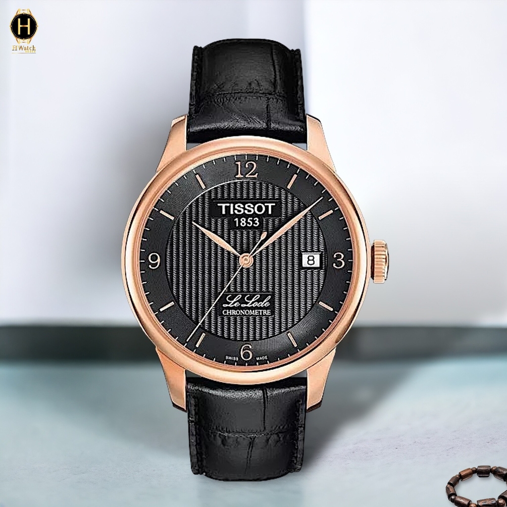 Đồng Hồ Nam Tissot Automatic T006.428.36.058.00 Petite Second Dây Da Đen Thép Vàng Hồng Mặt Đen Sapphire