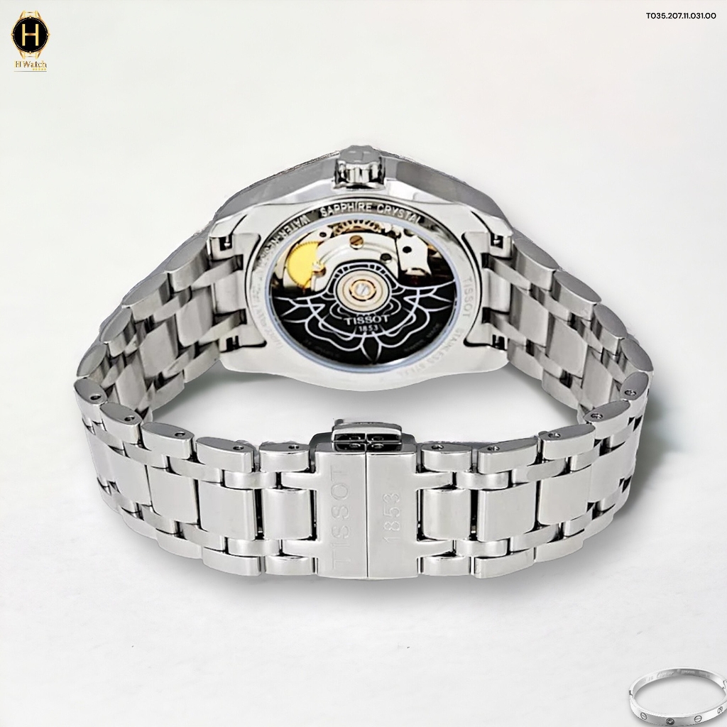 Đồng Hồ Nữ Tissot Automatic T035.207.11.031.00 Couturier Powermatic 80 Dây Thép Mặt Trắng Sapphire.