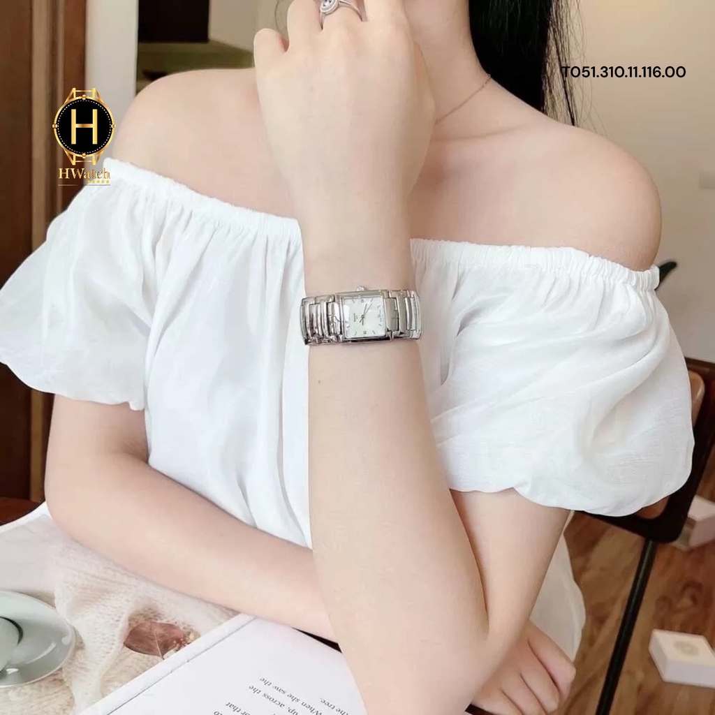 Đồng Hồ Nữ Tissot Quartz T051.310.11.116.00 Vuông Diamond Dây Thép Mặt Trắng