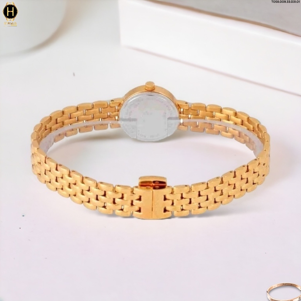 Đồng Hồ Nữ Tissot Quartz Lovely Dây Thép Vàng Hồng Mặt Trắng Sapphire T058.009.33.031.01 ( T0580093303101 )