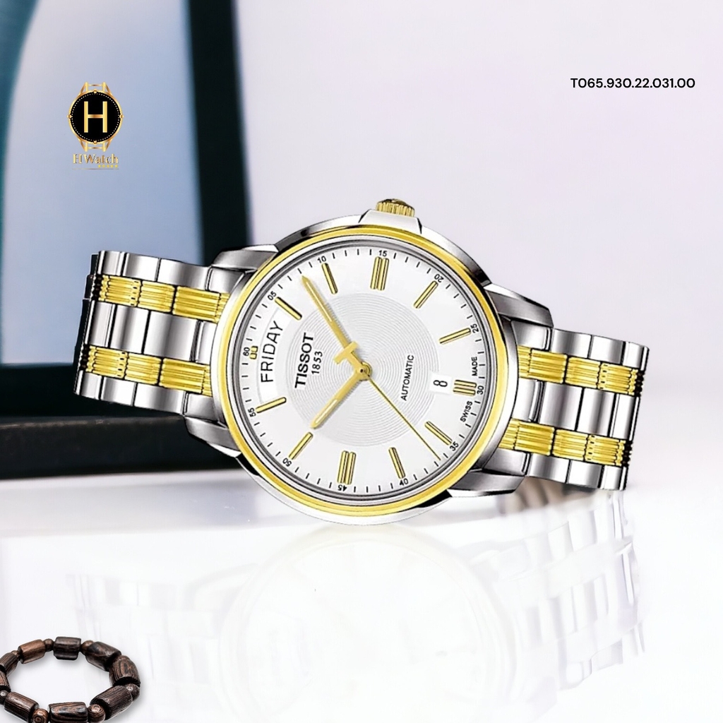 Đồng Hồ Nam Tissot Automatic T065.930.22.031.00 III DAY DATE  Dây Thép Demi Gold Mặt Trắng