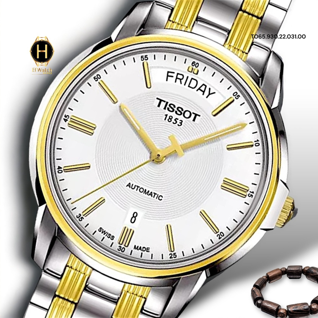Đồng Hồ Nam Tissot Automatic T065.930.22.031.00 III DAY DATE  Dây Thép Demi Gold Mặt Trắng