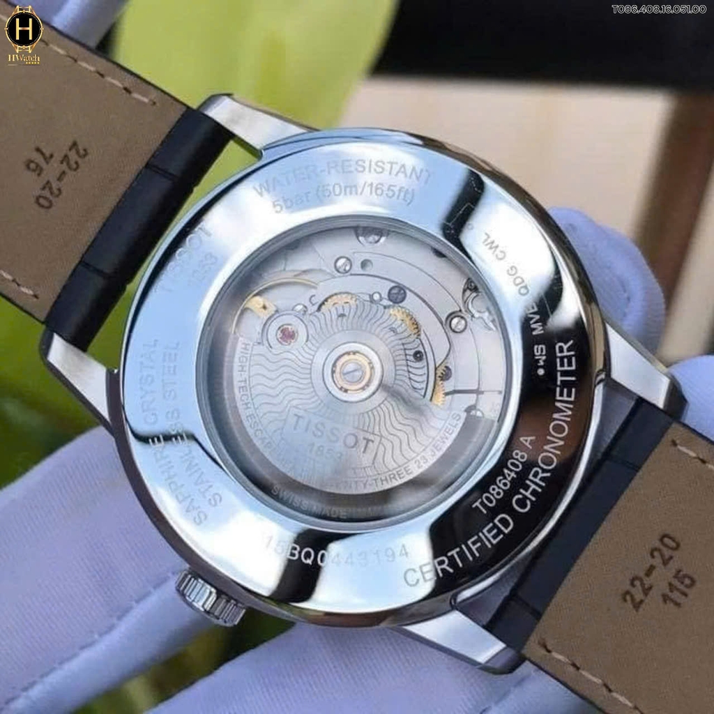 Đồng Hồ Nam Tissot Automatic T086.408.16.051.00 (T08640816051.00) Dây Da Mặt Đen Sapphire
