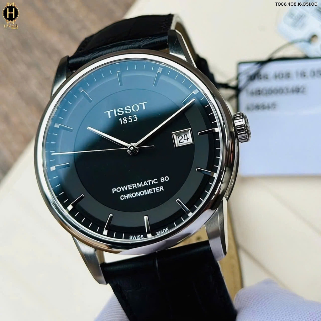 Đồng Hồ Nam Tissot Automatic T086.408.16.051.00 (T08640816051.00) Dây Da Mặt Đen Sapphire