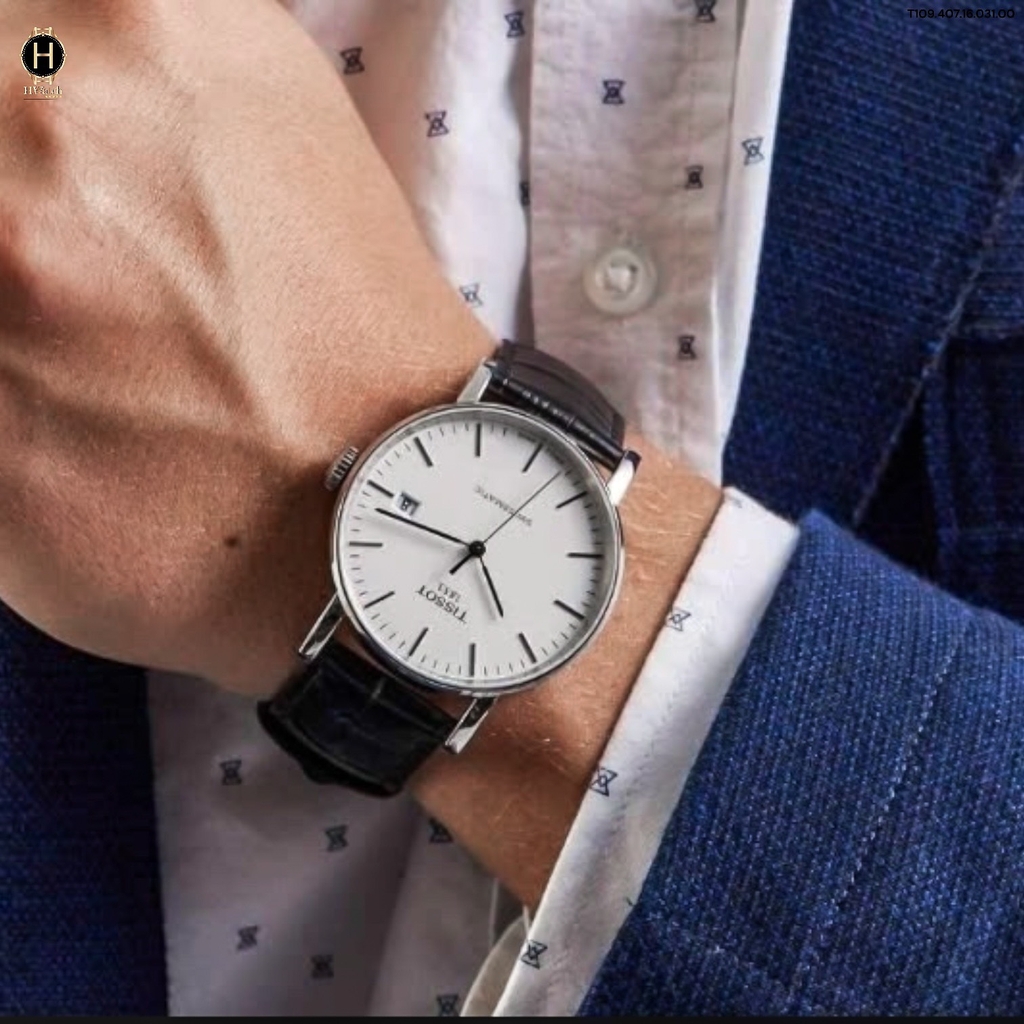 Đồng Hồ Nam Tissot Automatic Everytime Swissmatic T109.407.16.031.00 ( T1094071603100 ) Dây Da Mặt Trắng Sapphire