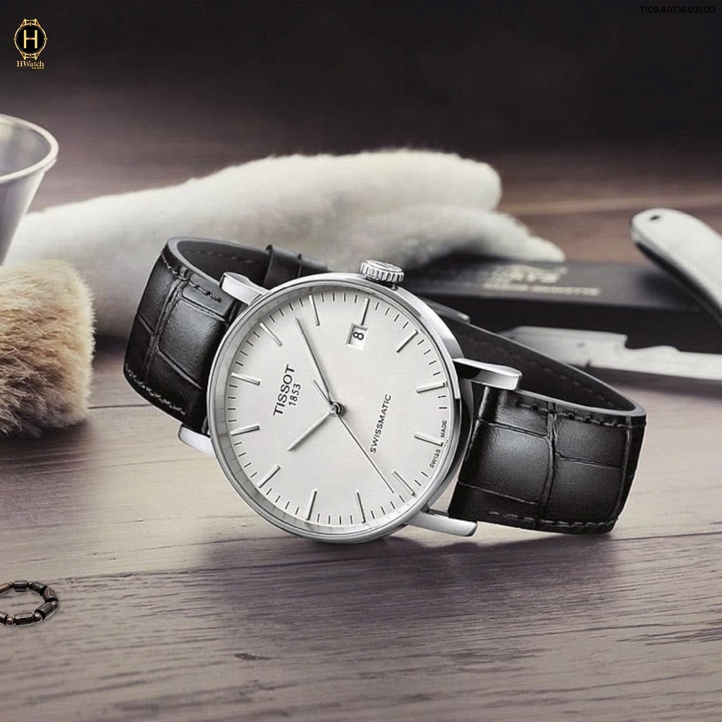 Đồng Hồ Nam Tissot Automatic Everytime Swissmatic T109.407.16.031.00 ( T1094071603100 ) Dây Da Mặt Trắng Sapphire