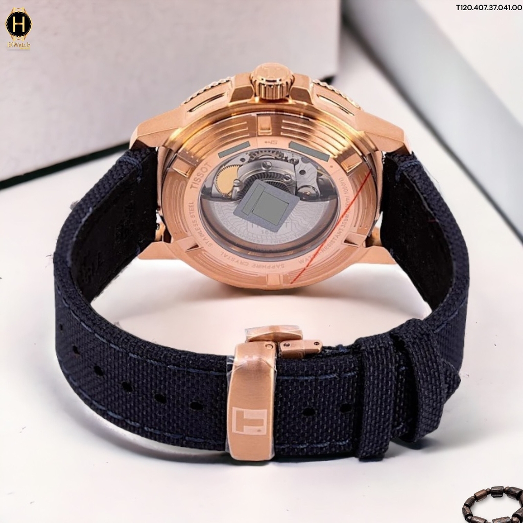 Đồng Hồ Nam Tissot Automatic T120.407.37.041.00 Seastar 1000 Powermatic 80 Dây Dù Mặt Xanh Sapphire