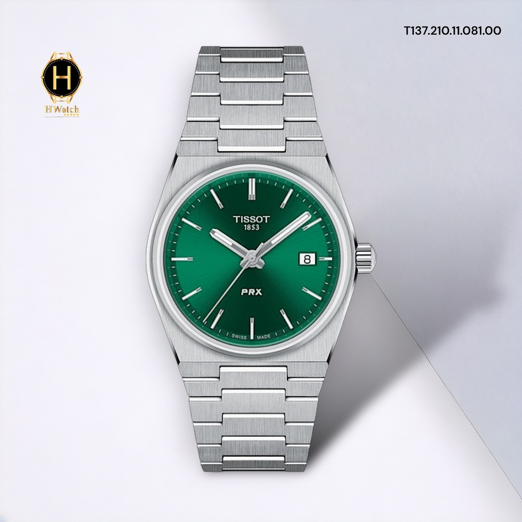 Đồng Hồ Nữ Tissot Quartz T137.210.11.081.00 (T1372101108100) PRX Quartz Green Dial Sapphire
