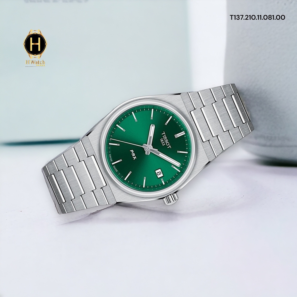 Đồng Hồ Nữ Tissot Quartz T137.210.11.081.00 (T1372101108100) PRX Quartz Green Dial Sapphire