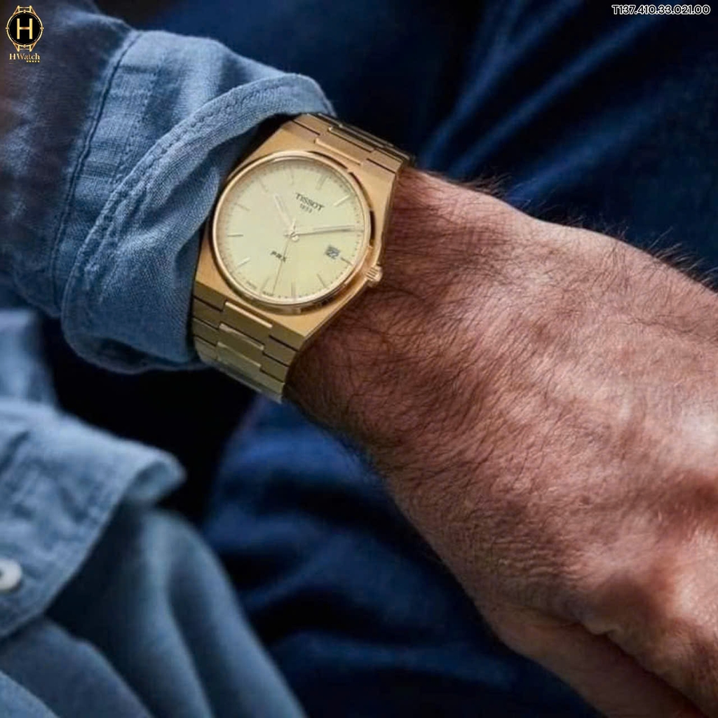 Đồng Hồ Nam Tissot Quartz  PRX Champagne Dial Gold 40mm T137.410.33.021.00 (T1374103302100 )