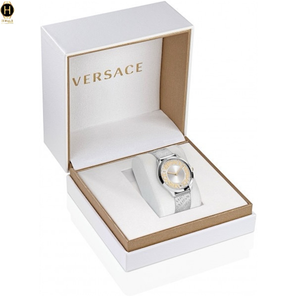 Đồng Hồ Nữ Versace Quartz VE2O00422 Logo Halo Dây Thép Mặt Trắng