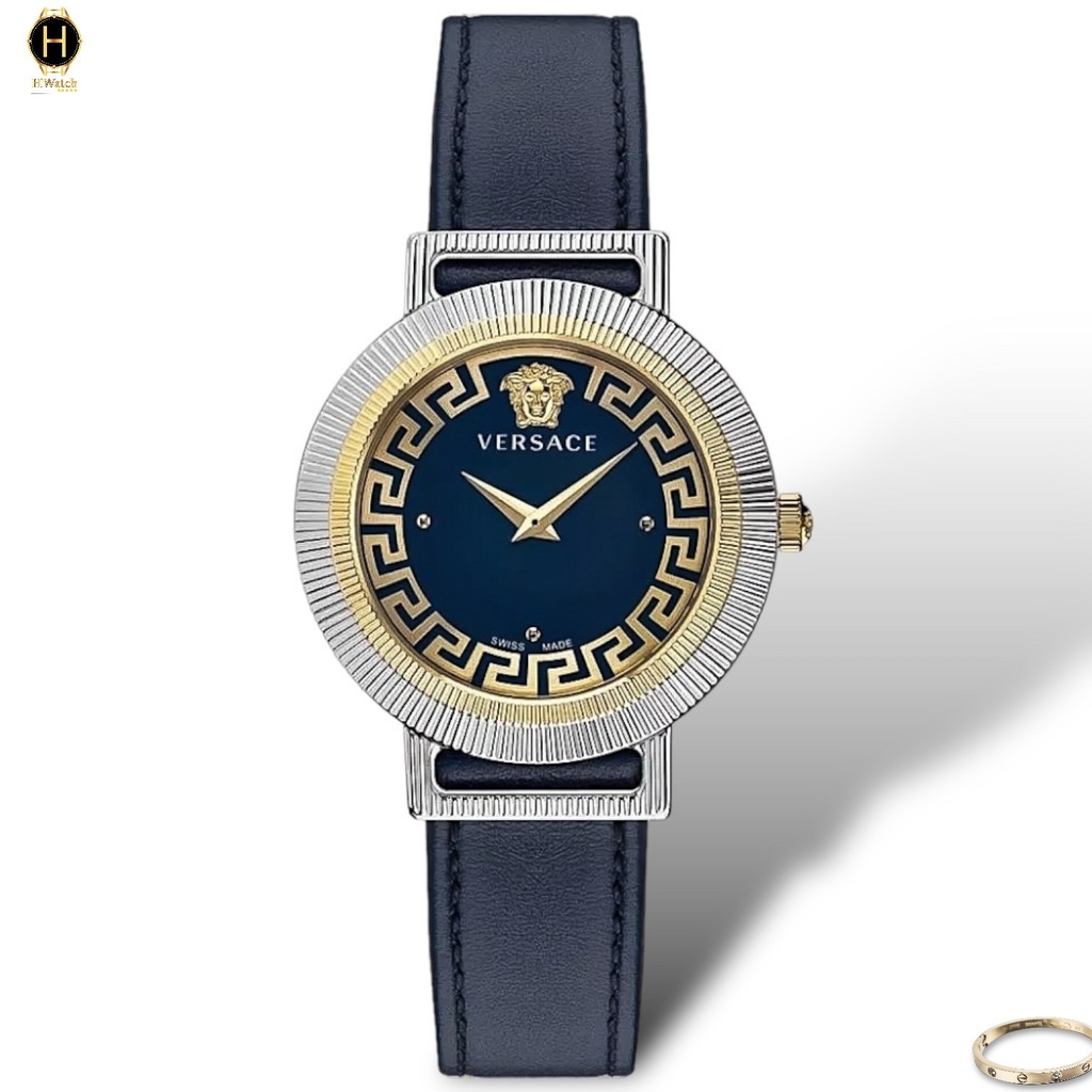 Đồng Hồ Nữ Versace Quartz Greca Chic VE3D00122 Dây Da Mặt Xanh Lam Sapphire