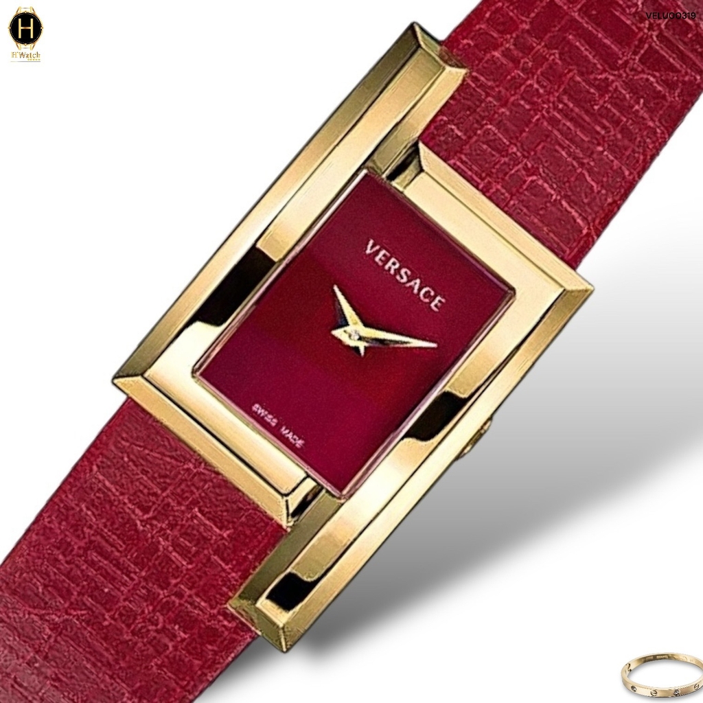 Đồng Hồ Nữ Versace Quartz Greca Icon Red VELU00319 Dây Da Mặt Đỏ Sapphire