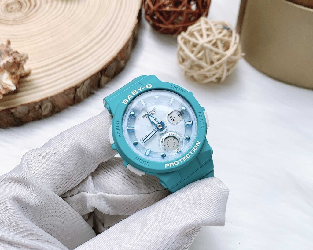 Đồng Hồ Nữ Casio  BABY-GSHOCK BGA-250-2ADR Pin XANH Mạ  TUYỆT ĐẸP