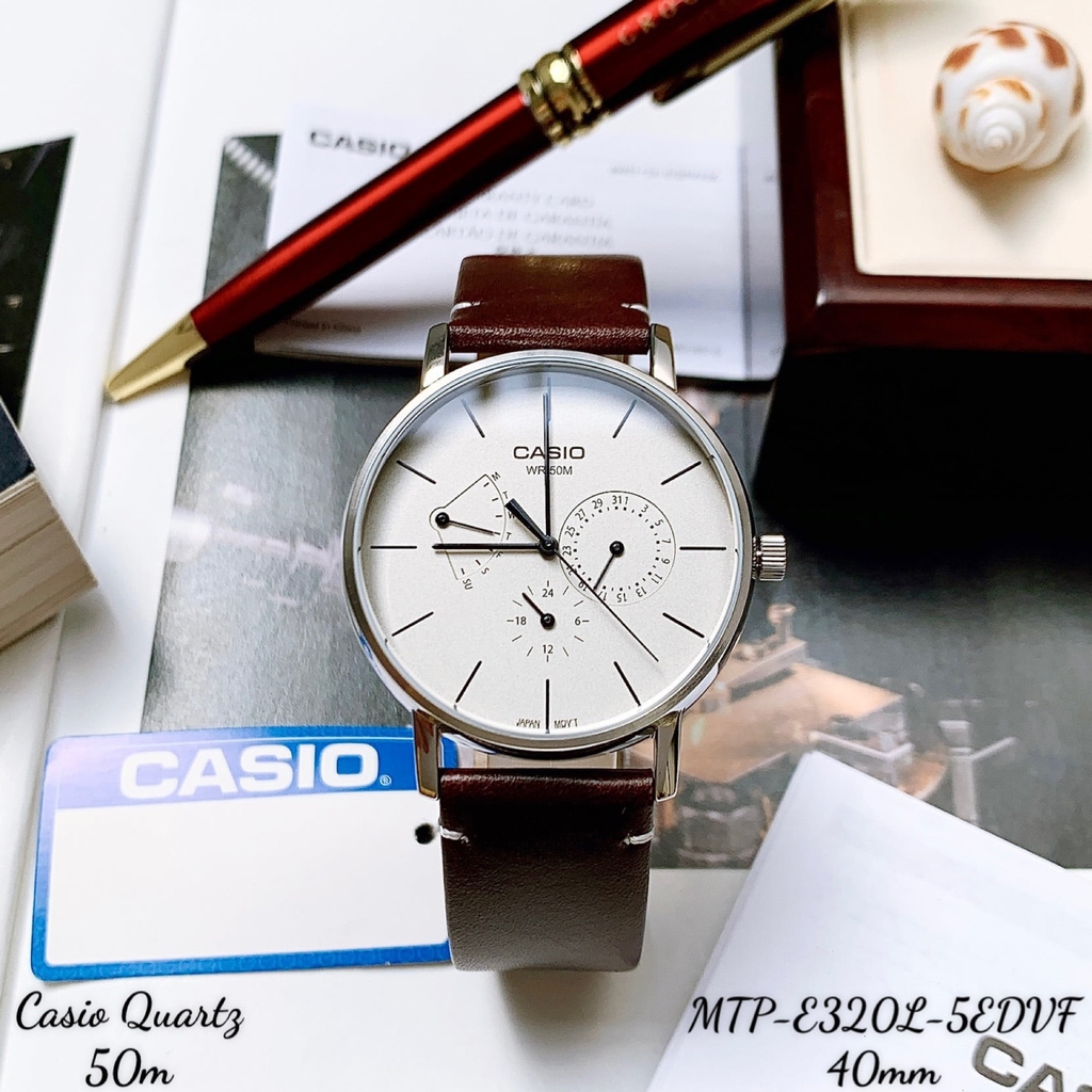 Đồng Hồ Nam Casio MTP-E320L-5EVDF Máy Pin Dây Da