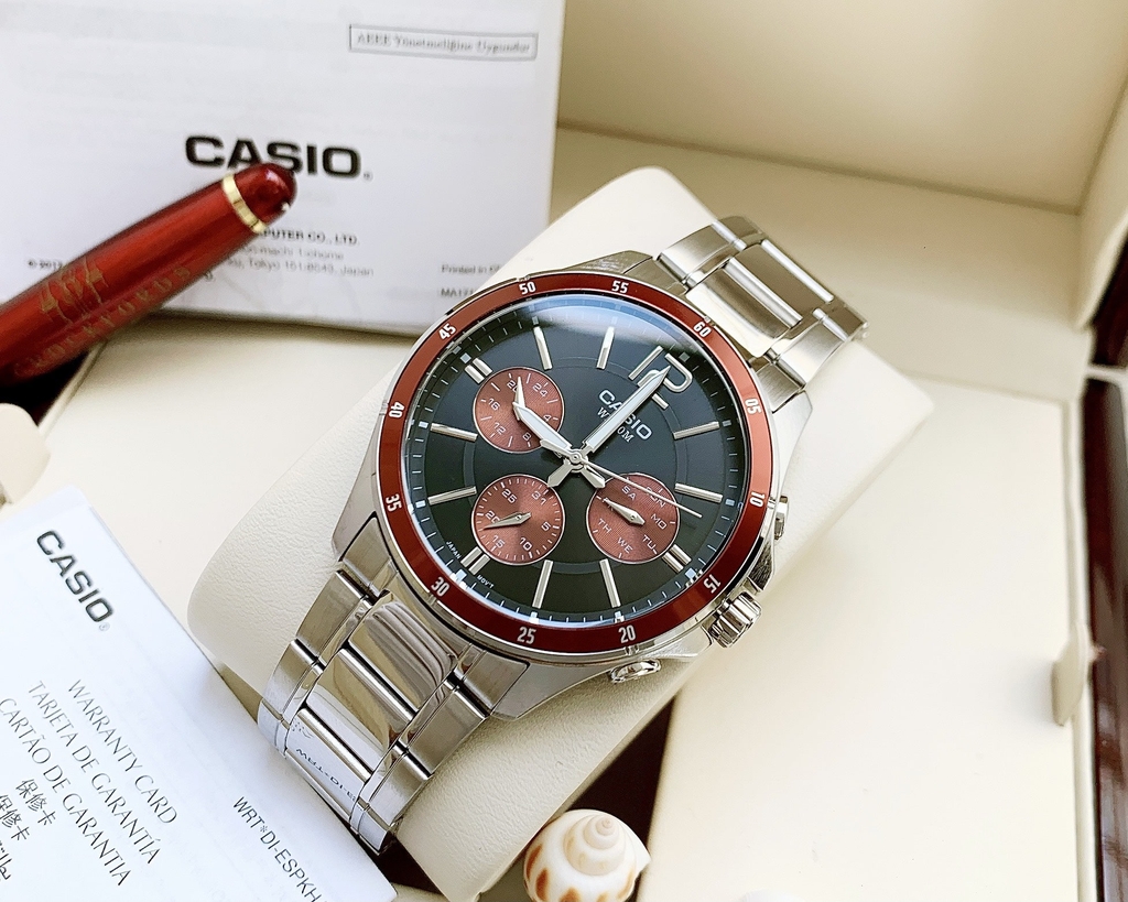 Đồng Hồ Nam Casio Quartz MTP-1374D-5AVDF Dây Thép Mặt Đen