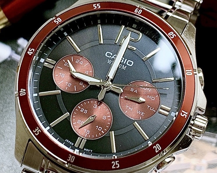 Đồng Hồ Nam Casio Quartz MTP-1374D-5AVDF Dây Thép Mặt Đen
