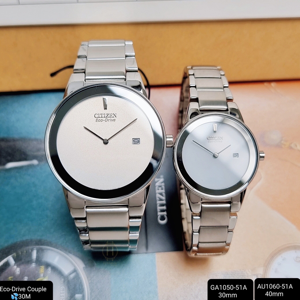 Đồng Hồ Cặp Citizen Quartz Eco-Drive GA1050-51A và AU1060-51A ( Giá 1 Chiếc )