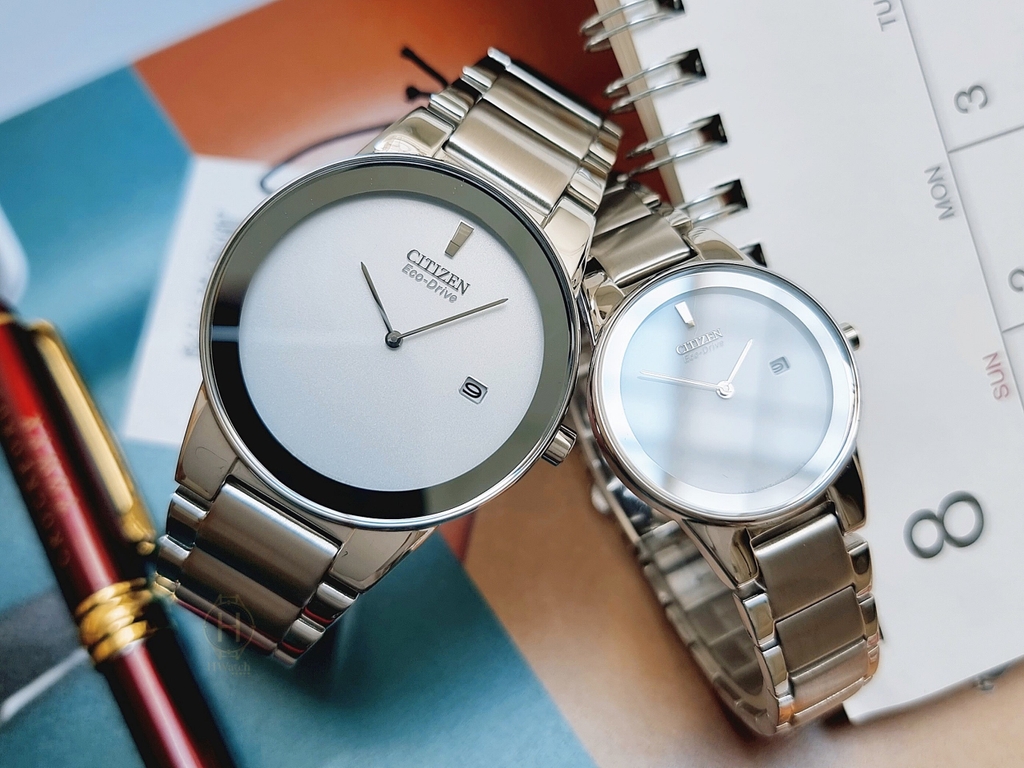 Đồng Hồ Cặp Citizen Quartz Eco-Drive GA1050-51A và AU1060-51A ( Giá 1 Chiếc )