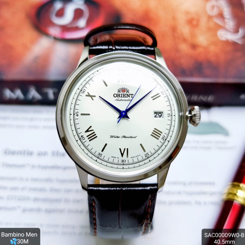 Đồng Hồ Orient Bamino gen II SAC00009W0 Automatic ( Bản Nội Địa Japan ) Mặt Trắng Kim Xanh Nam