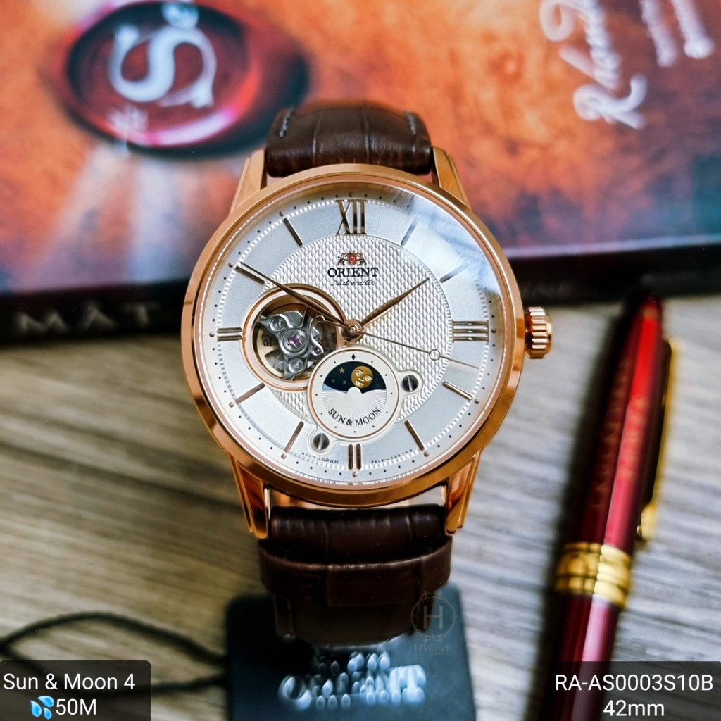 Đồng Hồ Nam Orient Automatic Sun And Moon 4  Open Heart Rose RA-AS0003S00B ( RA-AS0003S10B ) ( RN-AS0002J )