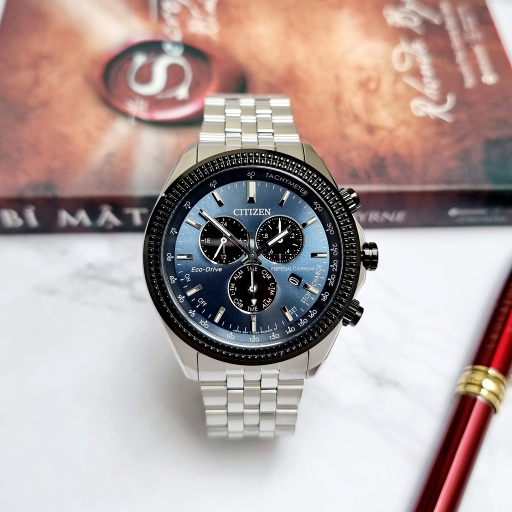 Đồng Hồ Nam Citizen Quartz Eco-Drive PERPETUAL CALENDAR BL5568-54L Dây Sắt Mặt Xanh