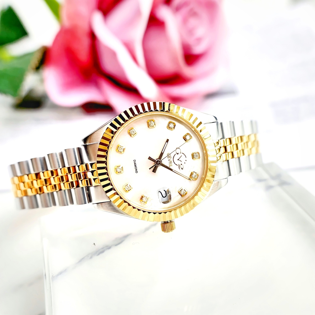 Đồng Hồ Nữ Gv2 By Gevril Quartz Naples Diamond Demi GOLD 12404 Limited
