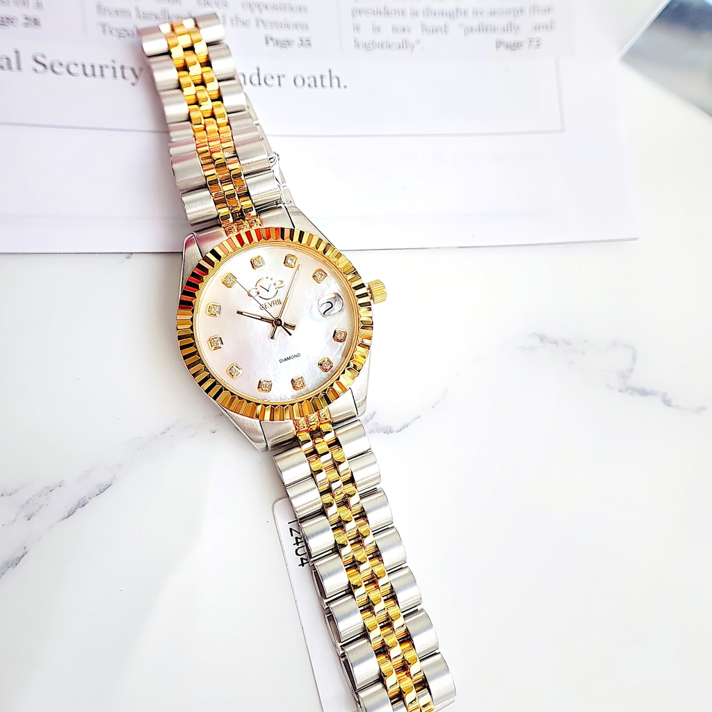 Đồng Hồ Nữ Gv2 By Gevril Quartz Naples Diamond Demi GOLD 12404 Limited