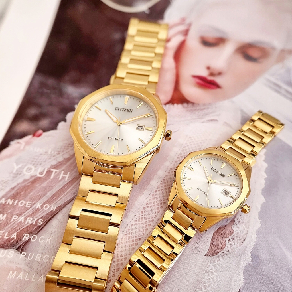 Đồng Hồ Cặp Citizen Quartz Eco-Drive BM7492-57A  EW2582-59A ( Giá 1 Chiếc )