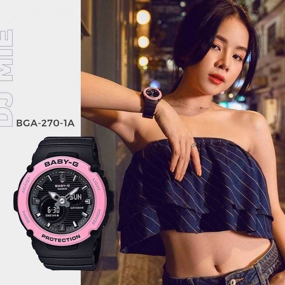 Đồng Hồ Nữ Casio Baby G BGA-270-1ADR  Dây Nhựa Đen Hồng