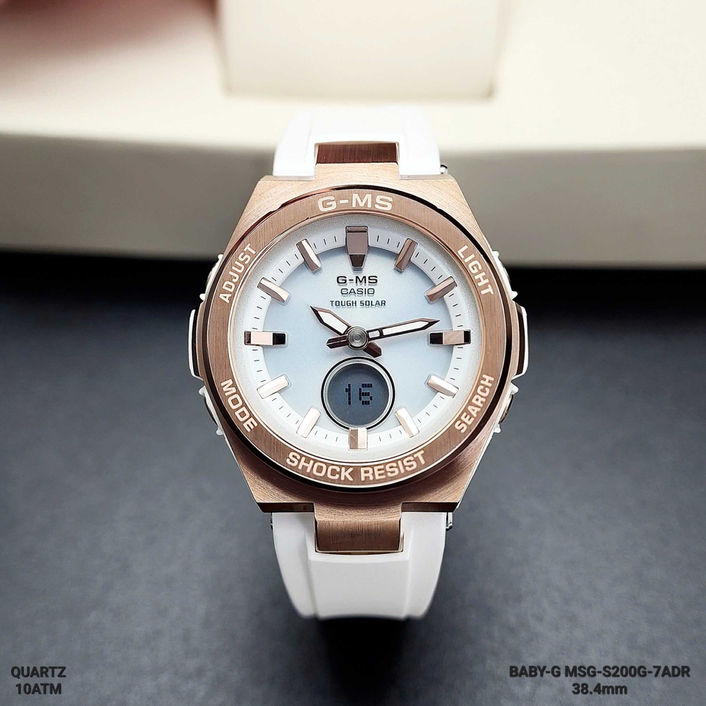 Đồng Hồ Nữ  Casio Baby G  MSG-S200G-7A Dây Nhựa Vỏ Rose Mặt Trắng