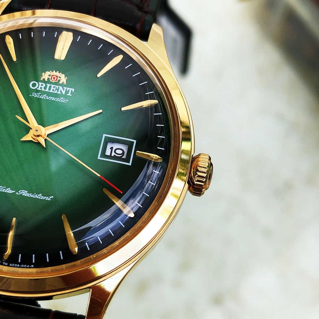 Đồng Hồ Nam ORIENT BAMBINO Dây Da Nâu Mặt Xanh FAC08002F0