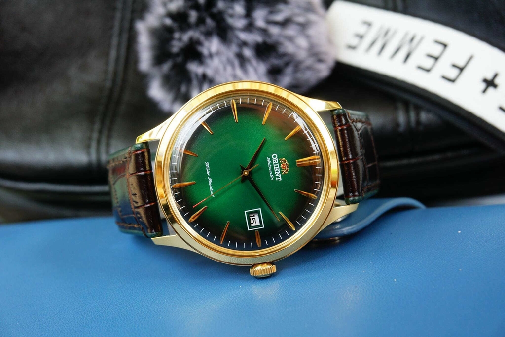Đồng Hồ Nam ORIENT BAMBINO Dây Da Nâu Mặt Xanh FAC08002F0